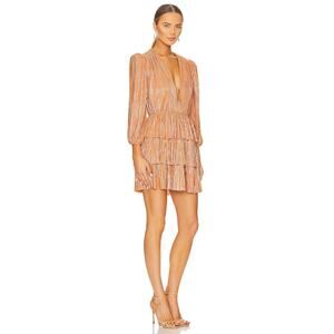 Sabina Musayev Unlined Tiered Mina Dress Long Sleeve Peach Size M NWT